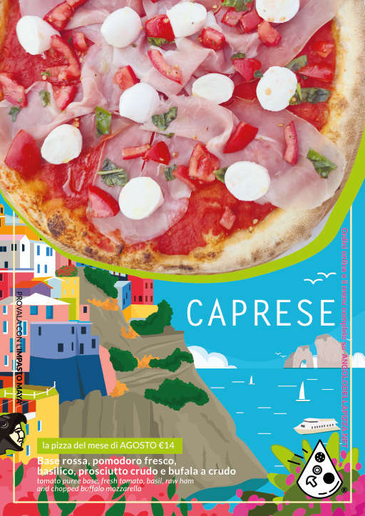 Il volantino della pizza del mese di agosto de L'Angolo della Pizza, Pizzeria a Cecina